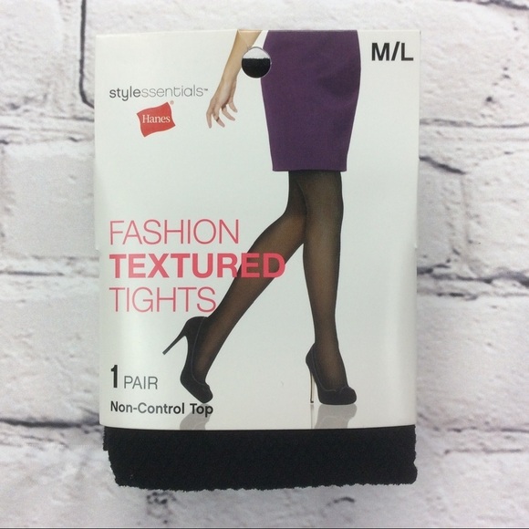 Hanes Diamond Dot Textured Tights Black Size M/L - Picture 1 of 5